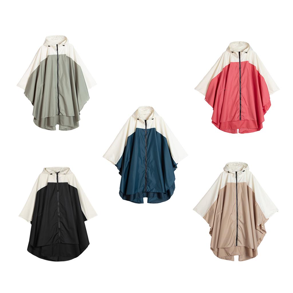 Women's Lightweight Waterproof Outdoor Raincoat Hooded Red Beige