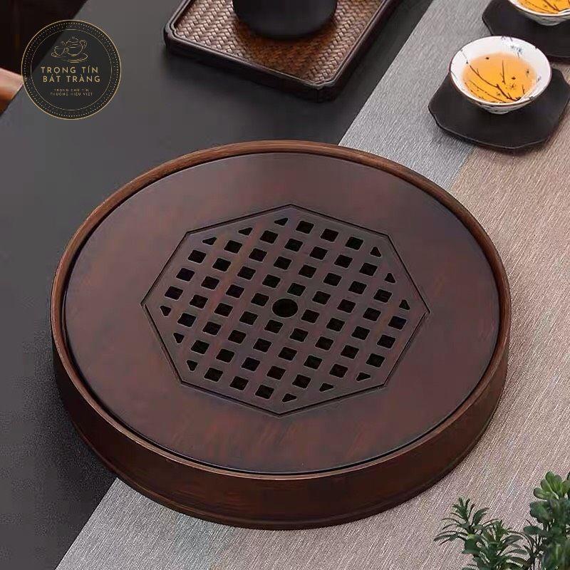 Khay Trà Tre Cao Cấp Tròn Lớn Kích Thước 38*5* KT 20.3