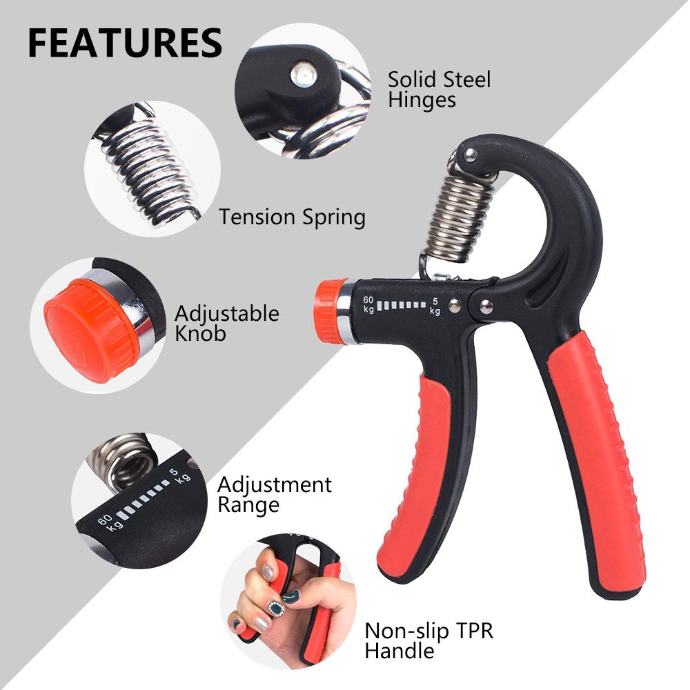 Hand Grip Strengthener 5-60kg Adjustable Resistance Fitness Hand Exerciser for Muscle Building Wrist Training