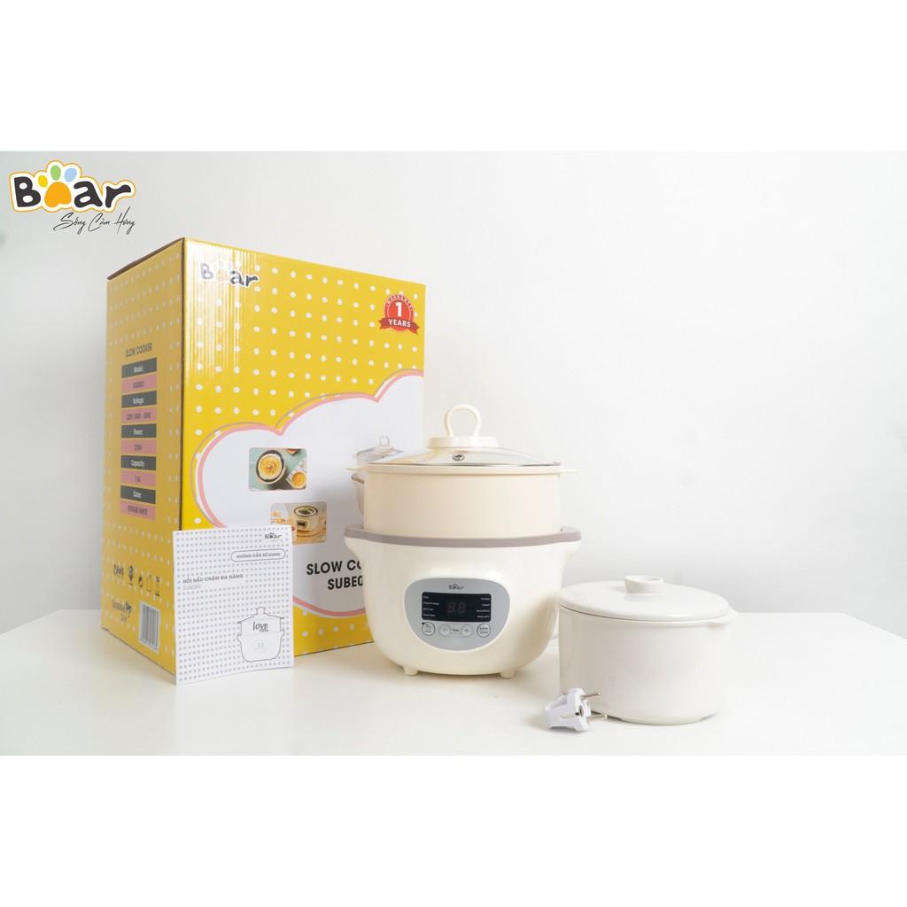 (BẢN QUỐC TẾ) NỒI NẤU CHÁO, NINH, HẦM, HẤP CÁCH THỦY BEAR 1.6 LÍT