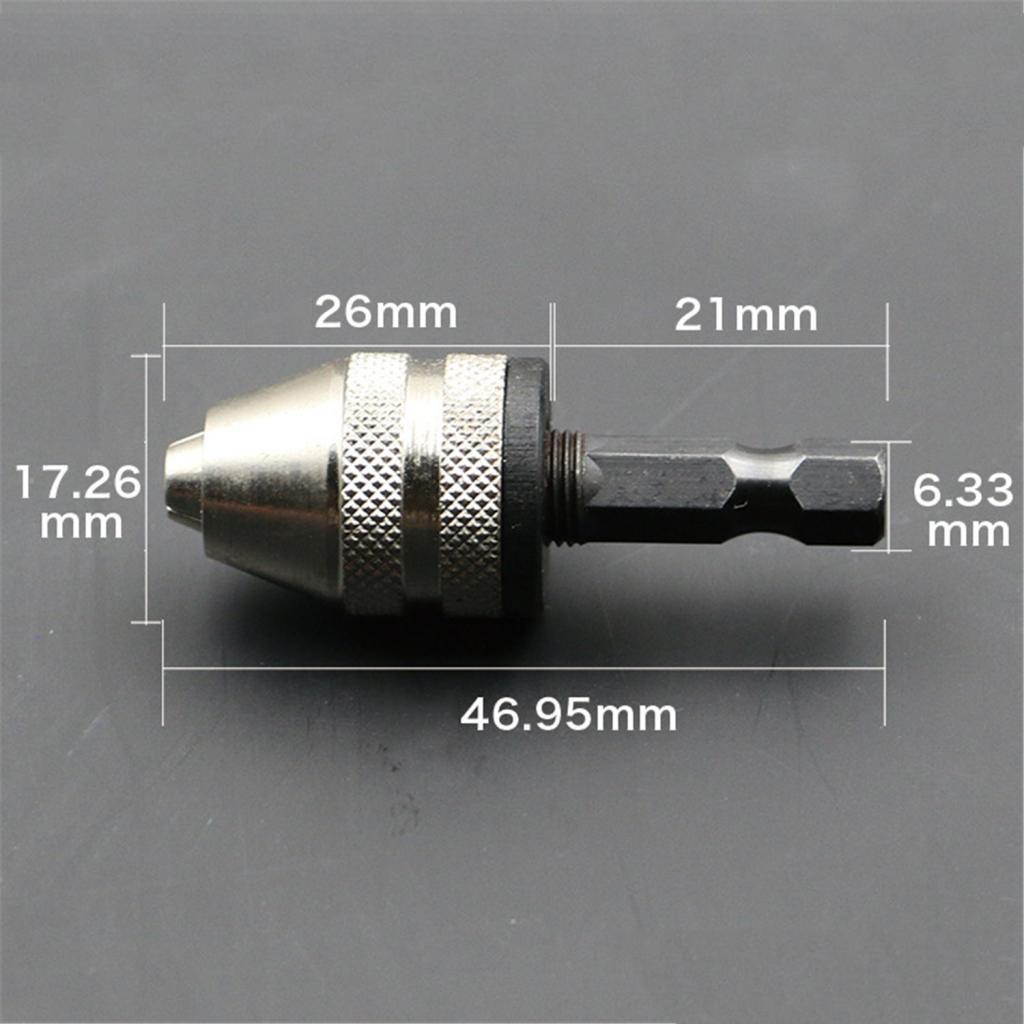 Keyless Drill Chuck Screwdriver Adapter with Quick Change 1/4 Inch Hex Shank
