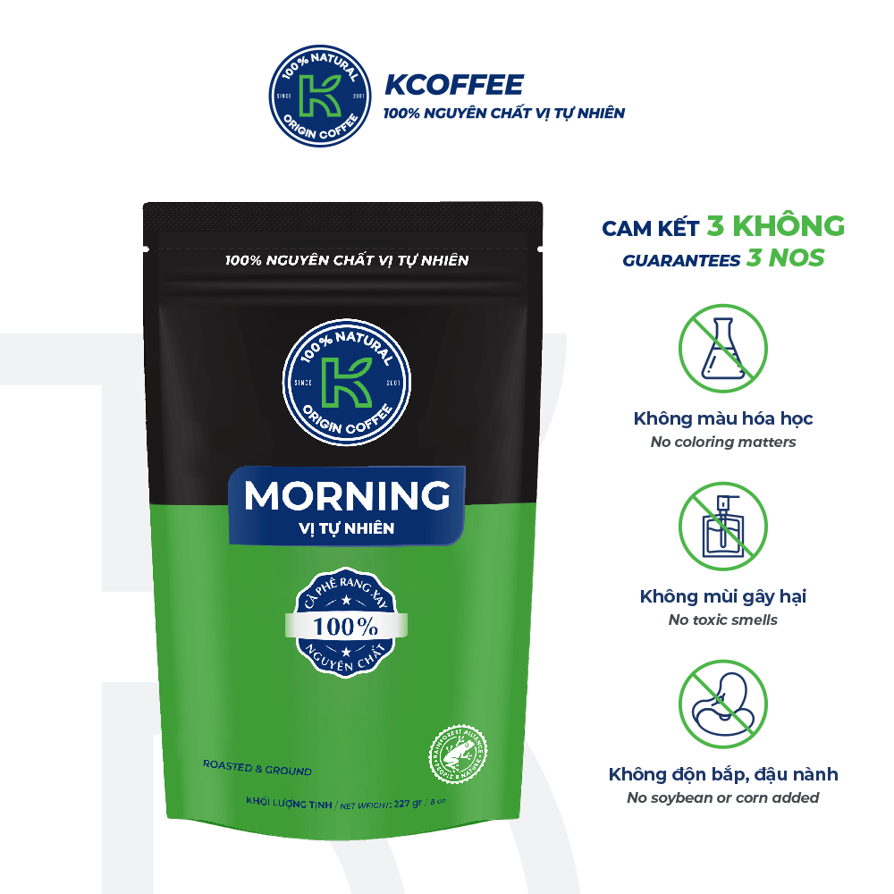 Cà phê rang xay Robusta Arabica xuất khẩu K-Morning thương hiệu K Coffee (227g/gói)