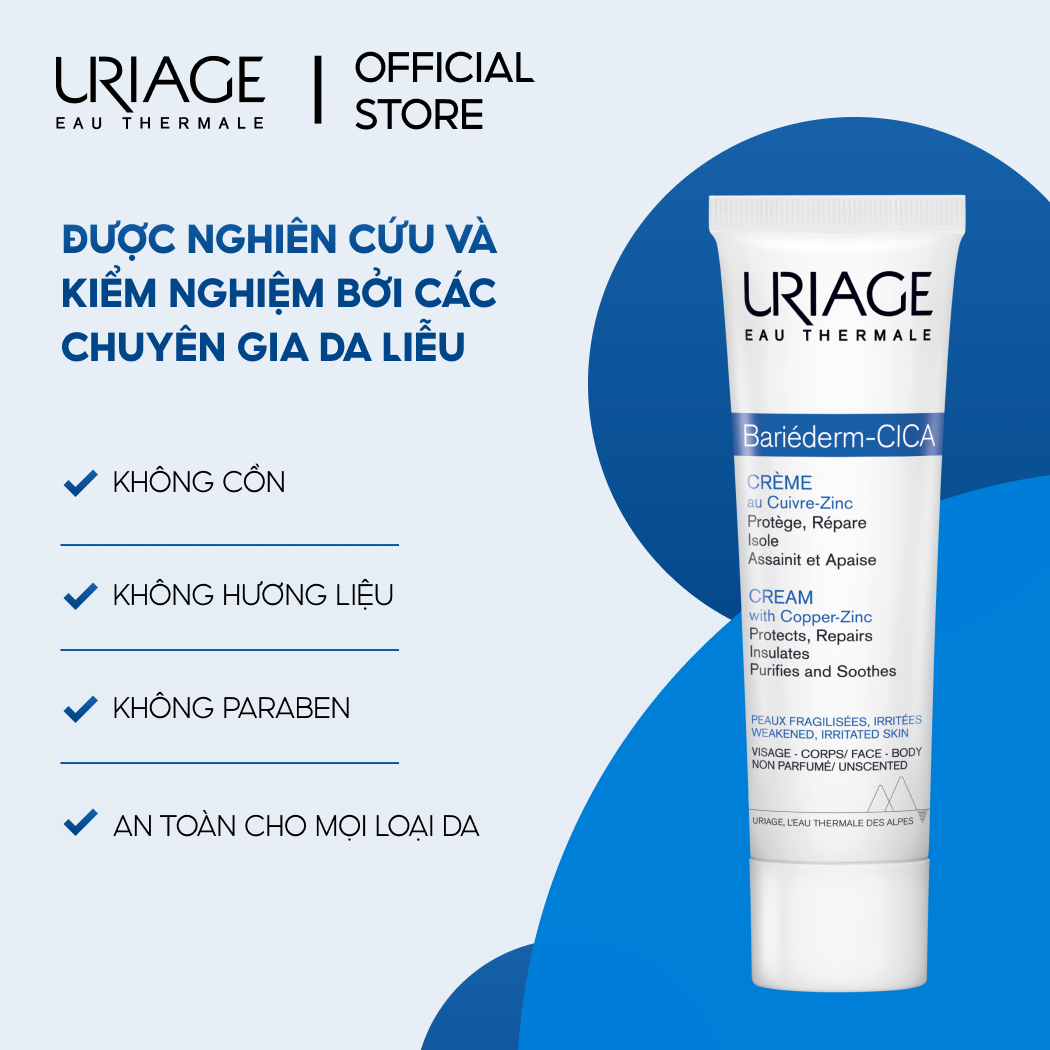 Kem làm dịu, làm lành và phục hồi da tổn thương URIAGE BARIÉDERM CICA-CRÈME