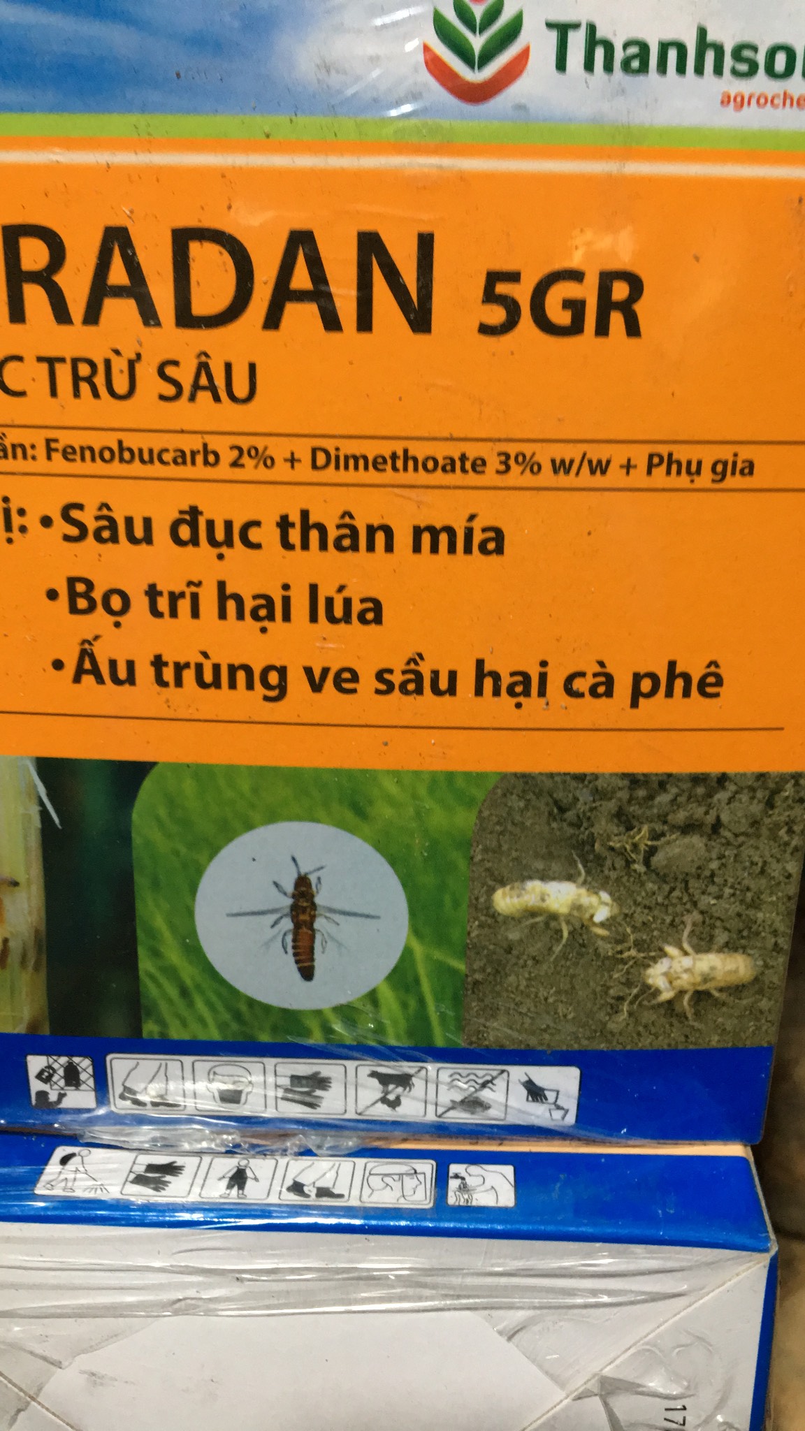 Sản phẩm diệt sâu bọ trĩ sùng đất, ấu trùng ve sầu Caradan 5GR gói 1Kg