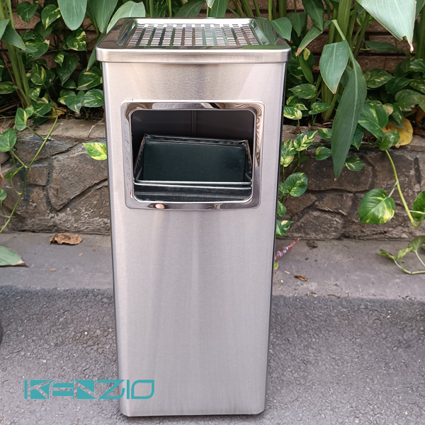 Thùng rác INOX gạt tàn K-A34-B của KENZIO