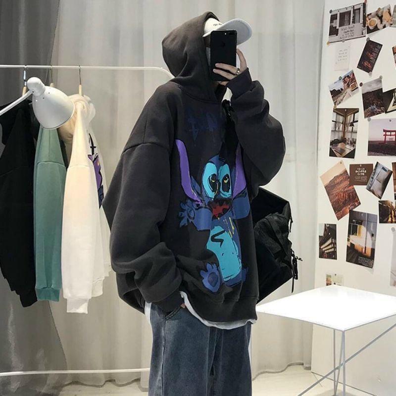 Áo Hoodie unisex from rộng hình CHUỘT STITCH HOẠT HÌNH siêu cá tính,có nón freesize