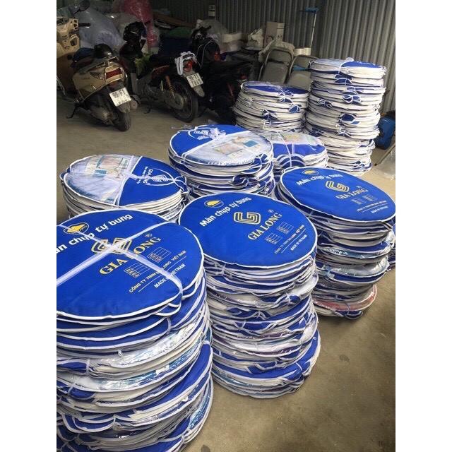 Màn chụp 1M8*2M gấp gọn chống muỗi chân diềm hoa xanh đỉnh vuông GIA LONG cao cấp, mùng chống muỗi