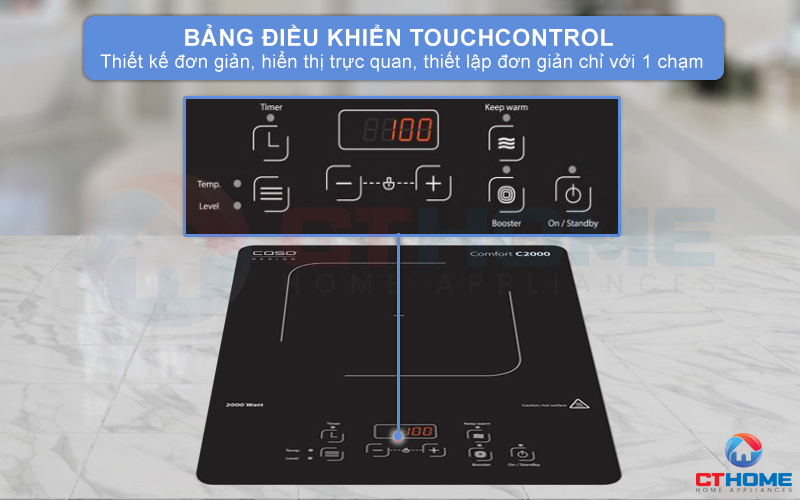 Bếp Từ Đơn CASO Comfort C2000, Công Suất 2000W, Nhập Đức, BH 12 Tháng, Hàng Chính Hãng