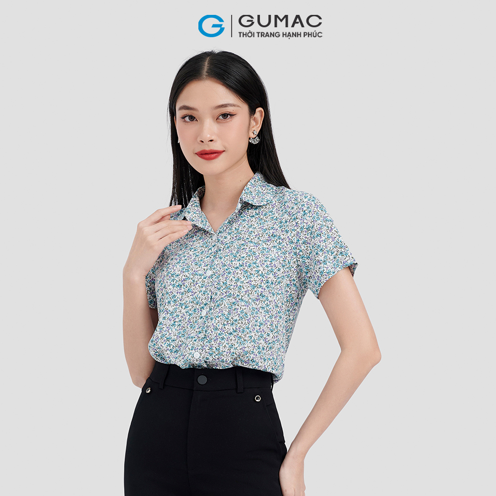 Áo sơ mi nữ GUMAC LA1013 tay ngắn bâu tròn phong cách