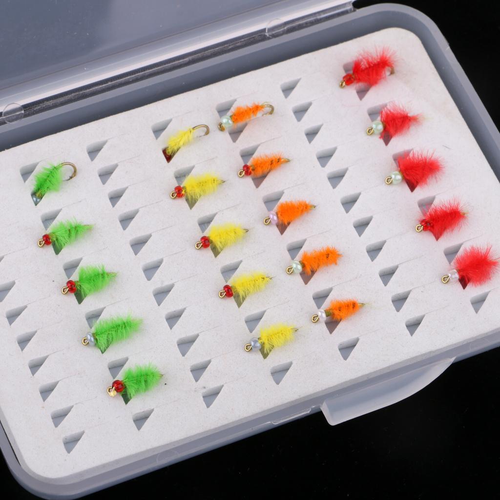 20pcs/Box Trout Fly Fishing Flies Dry Simulation Insects Nymph Flies 4 Colors