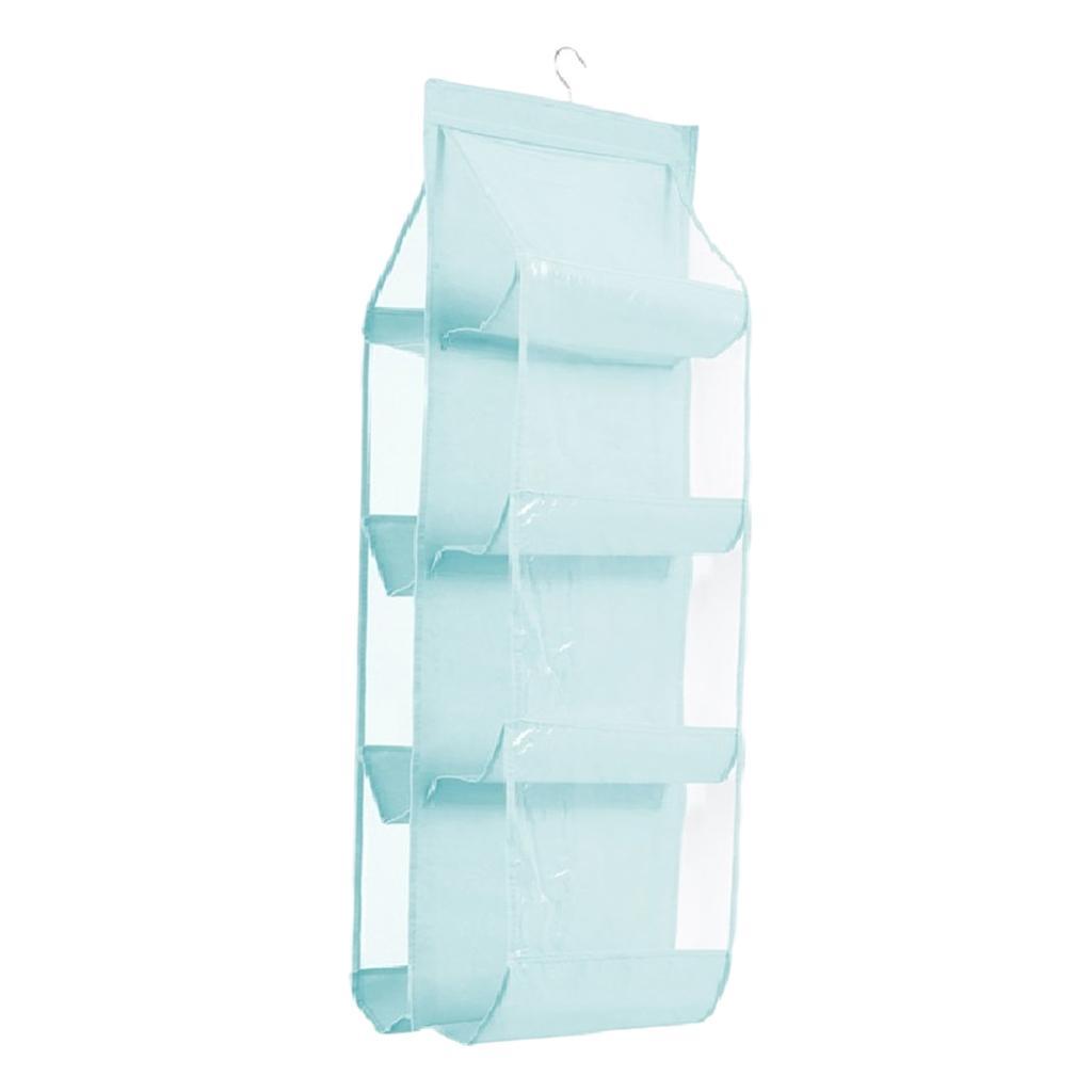 8 Storage Pockets Handbag Hanging Organizer Bag Collection Organizer Blue