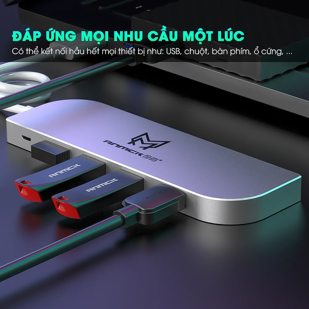 HUB USB 2.0 Cao Cấp Vinetteam MK-U-0401A Thiết Bị Mở Rộng USB Kết Nối Dễ Dàng Cho Laptop và PC - hàng chính hãng