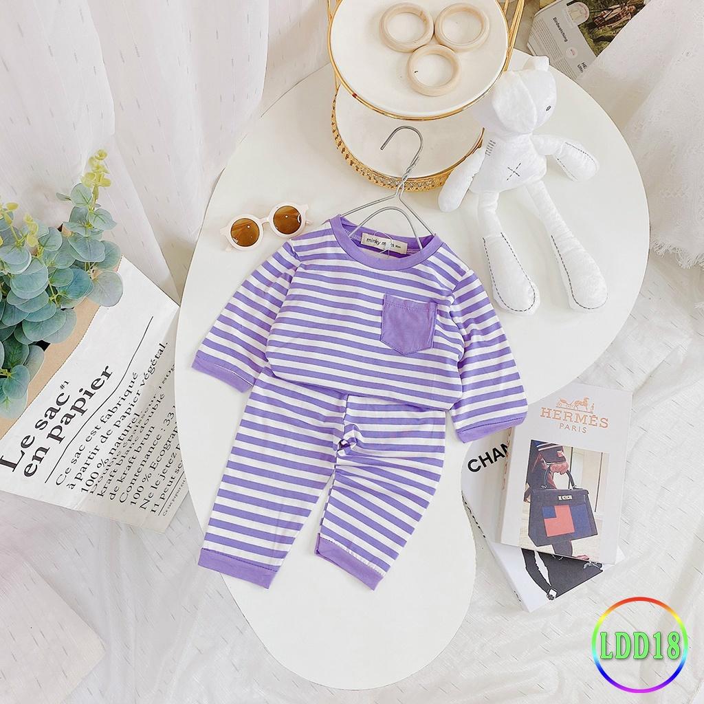 Bộ Dài Tay Cho Bé LDD18 Đồ Bộ Sọc Dệt Cao Cấp Mềm Mịn Thoáng Mát Hàng Chuẩn, Dễ Chịu, Thoải Mái Cho Bé
