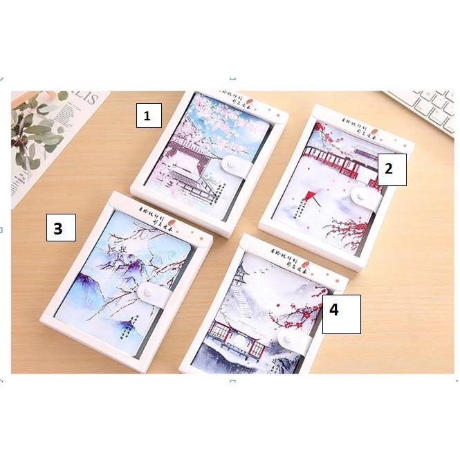 Sổ da cổ phong có nút bấm