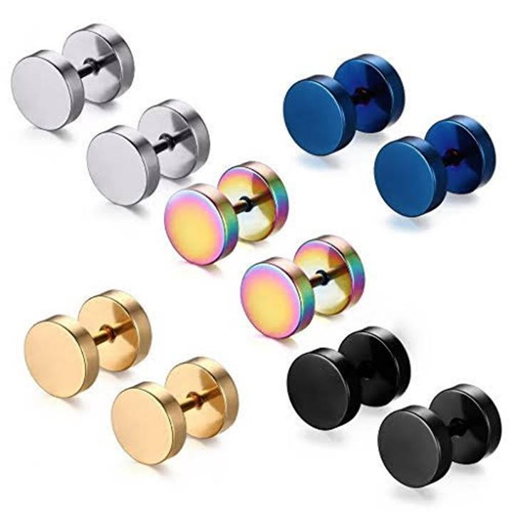 Bông tai inox nam quả tạ BT38 ĐV: 2 chiếc