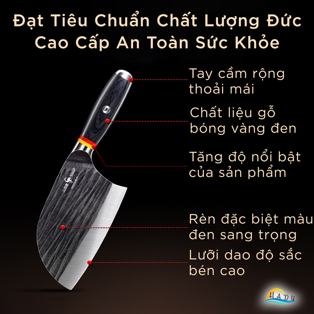 Dao Làm Bếp Cao Cấp Kiểu Nhật Bản Cán Gỗ Đạt Chất Lượng LFGB Đức SSGP