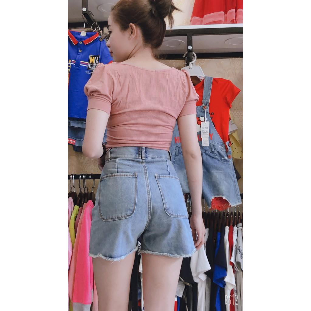 Quần short jeans nữ lưng cao tôn dáng