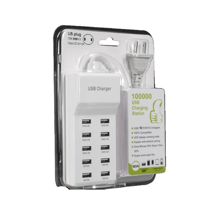 Ổ Cắm Sạc USB 10 Cổng 50W YC-AL8