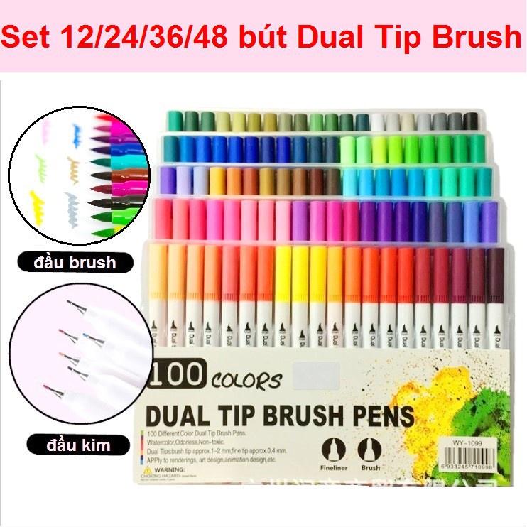 Bút 2 Đầu Kim + Brush Màu Dual Tip Brush Magic Fly Kháng Nước Tô Màu Bullet Journal ST477