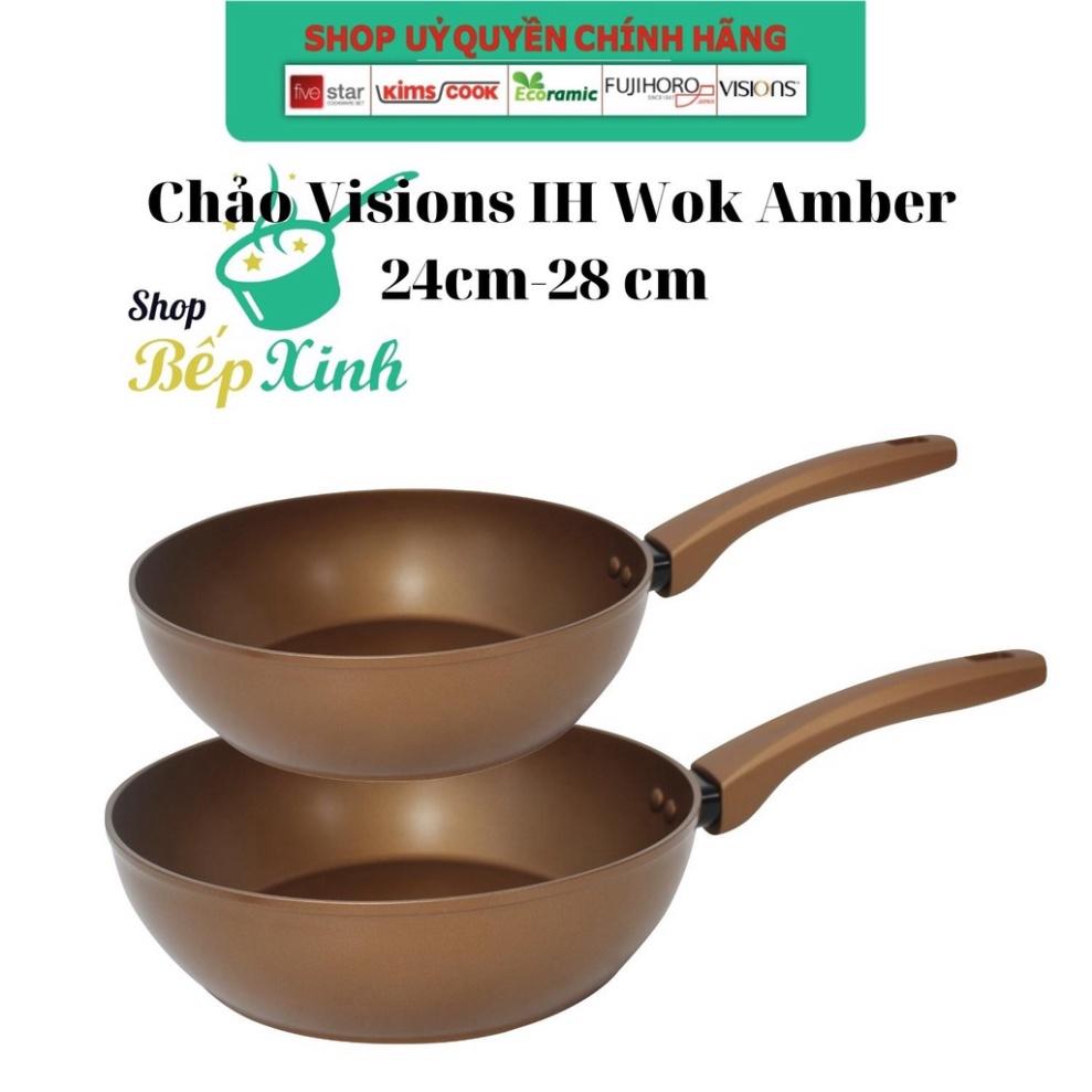 Chảo chống dính ceramic bếp từ Pháp Visions dùng được mọi bếp hàng chính hãng size 18cm -20cm -24cm -26cm -28 cm