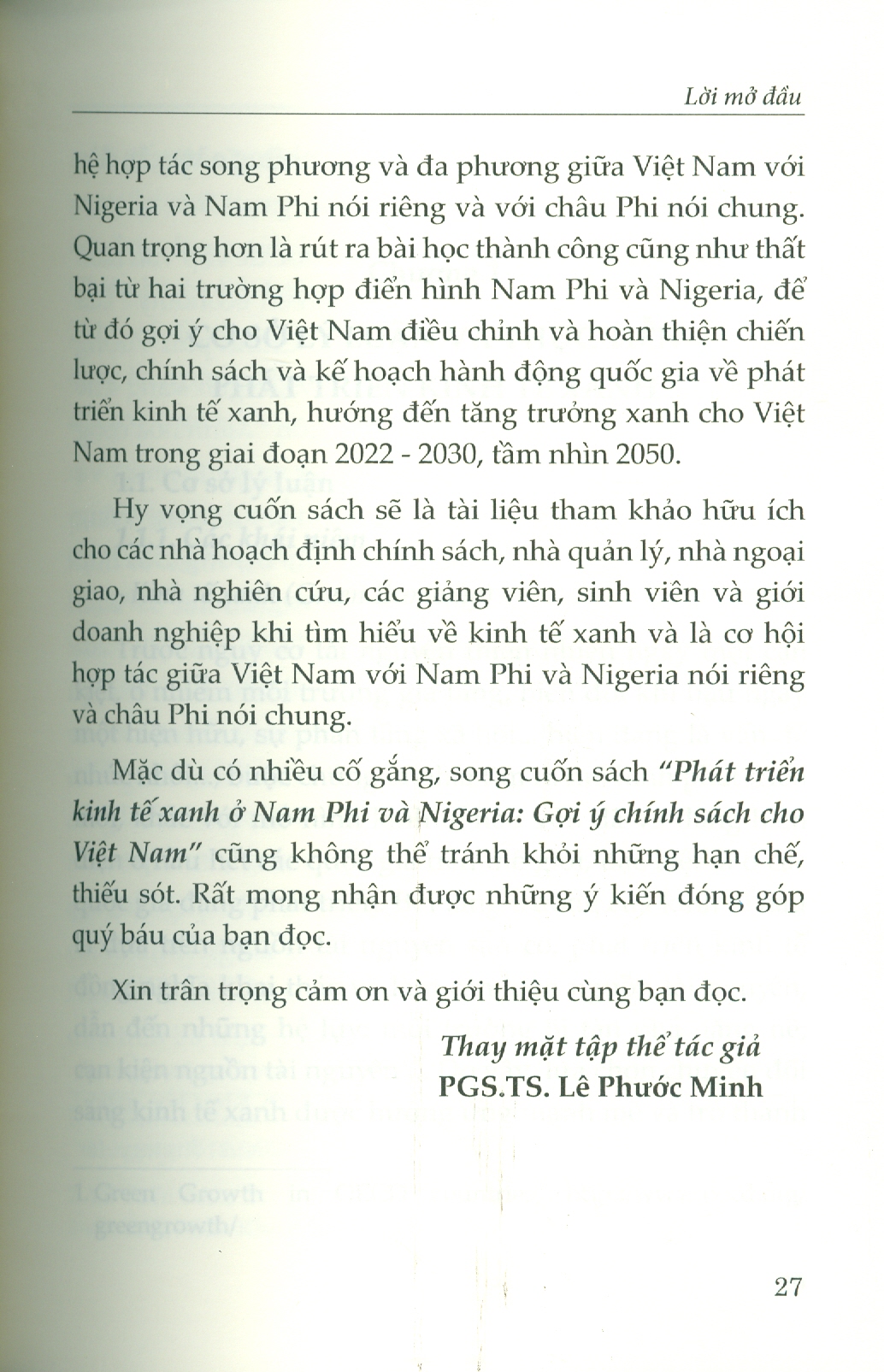 Phát Triển Kinh Tế Xanh Ở Nam Phi Và Nigeria: Gợi Ý Chính Sách Cho Việt Nam (Sách chuyên khảo) - PGS. TS. Lê Phước Minh chủ biên 