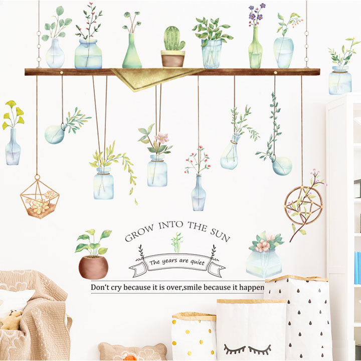 Decal dán tường trang trí phòng khách, quán cafe- Kệ cây- mã sp DLV59