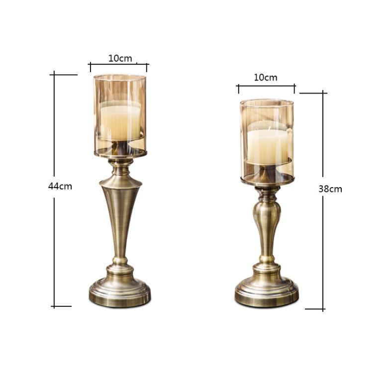 Bộ 2 đế nến trang trí bàn ăn đẹp mắt Brass Continental Retro - AsiaMart