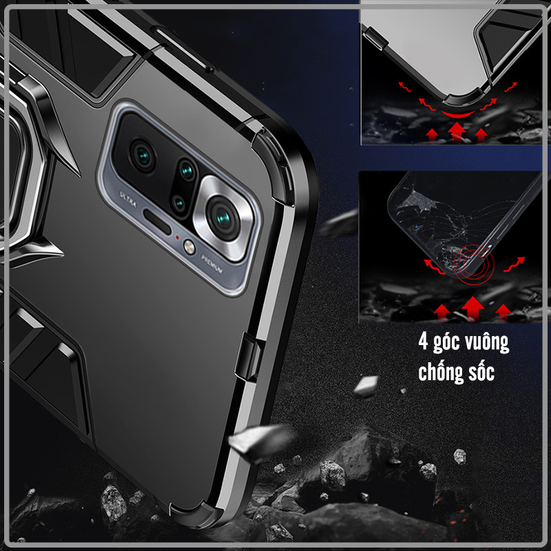 Ốp lưng cho Xiaomi Redmi Note 10 Pro iRON MAN IRING Nhựa PC cứng viền dẻo chống sốc
