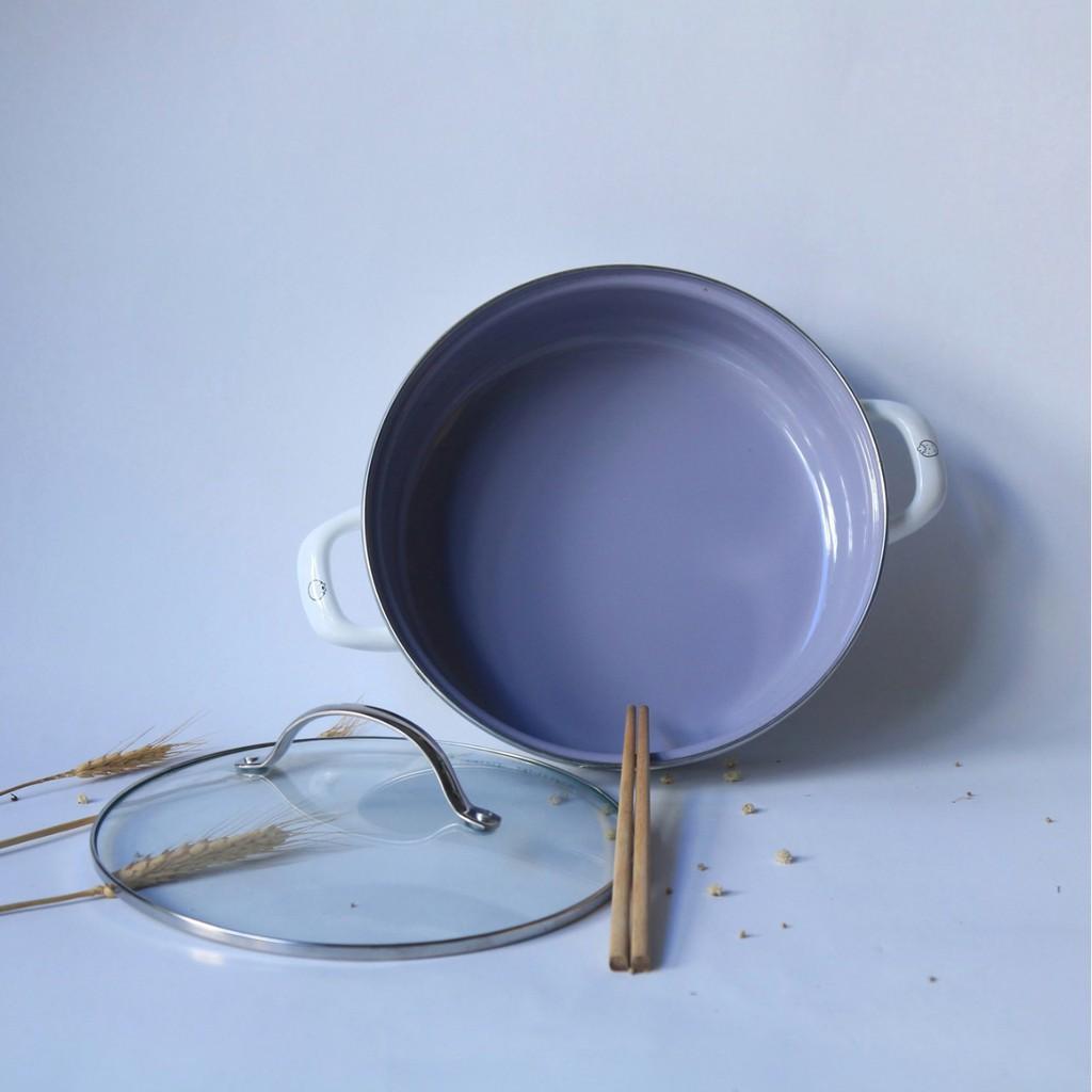 Nồi thép tráng men nhập khẩu cao cấp 24cm, màu sắc trang nhã, hiện đại