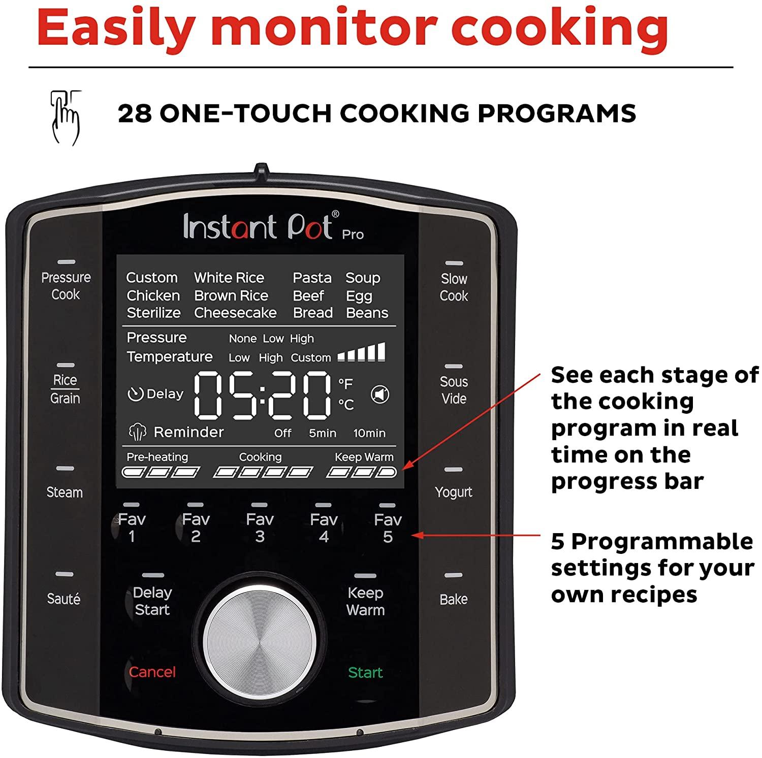 Nồi Áp Suất Đa Năng Instant Pot Pro 10in1 PRO, Dung Tích 5,7 LÍT, Công Suất 1.400W, 48 Chế Độ Nấu, Nhập Đức