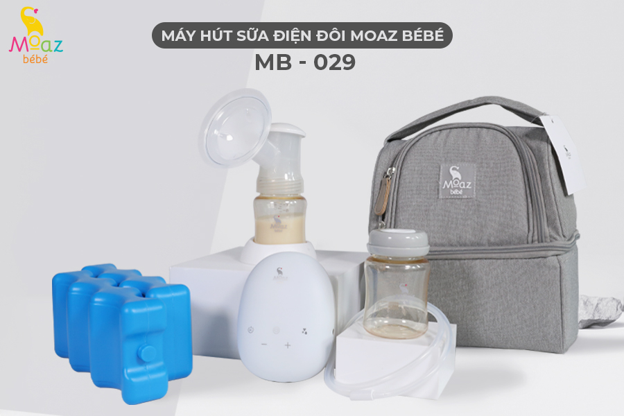 MÁY HÚT SỮA ĐIỆN ĐÔI MOAZ BÉBÉ MB-029 KÈM TÚI ĐỰNG VÀ ĐÁ KHÔ GIỮ NHIỆT