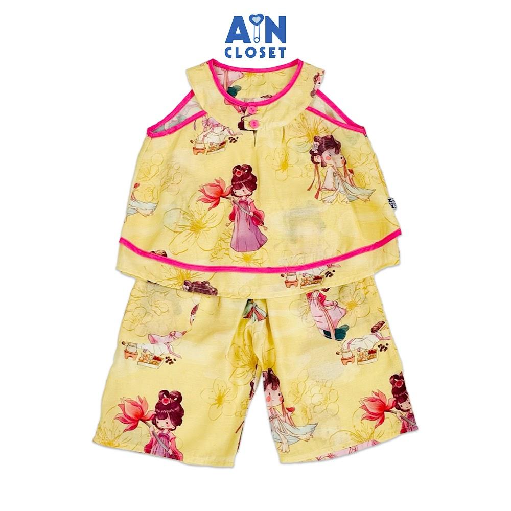 Bộ quần áo Lửng bé gái họa tiết Nàng Tiên Vàng Đũi tơ - AICDBG0JPR7C - AIN Closet