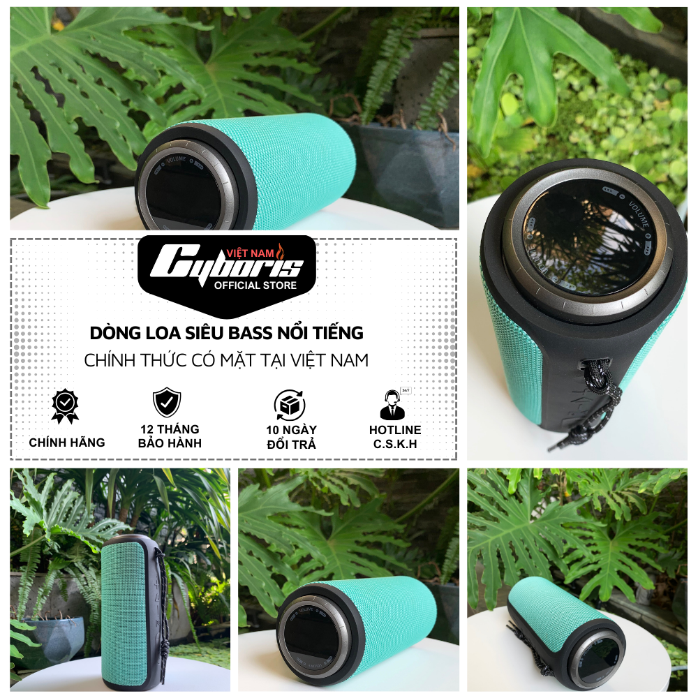 Loa Nghe Nhạc Bluetooth Cyboris S12, Loa siêu Bass, Công suất 30W, Chống nước IPX7, Pin 4000mAh. Hàng Chính Hãng