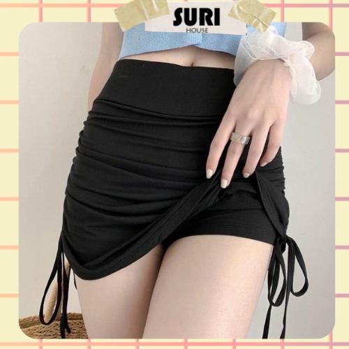 Váy dây rút 2 bên cotton 4 chiều Cao cấp Freesizee, váy có quần đùi bên trong đi làm, đi chơi chụp ảnh - Suri House