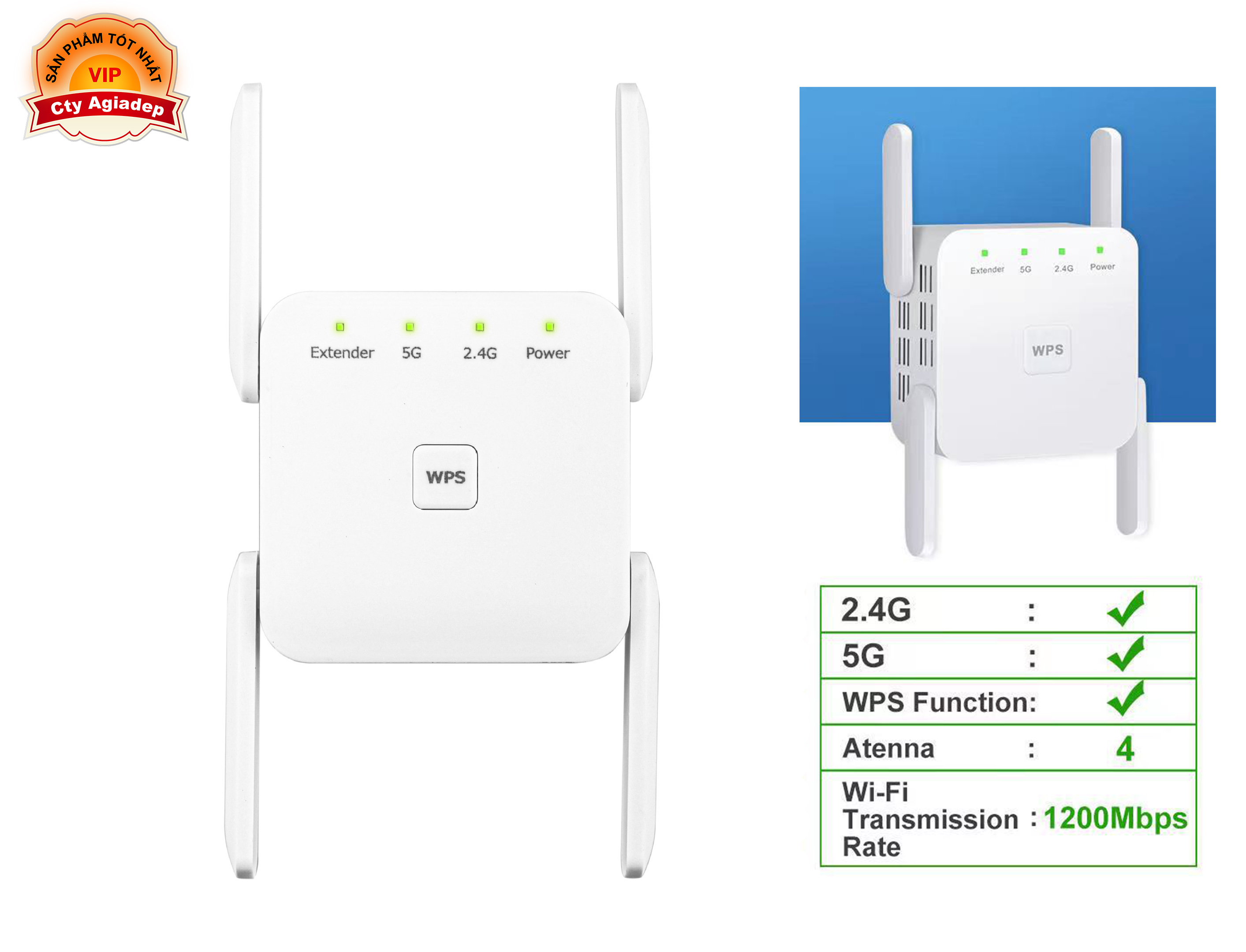 Bộ kích sóng Wifi xuyên tường 5G 1200Mbps 5GHz Chuyên Dụng Chất Lượng Cao- Hàng chính hãng