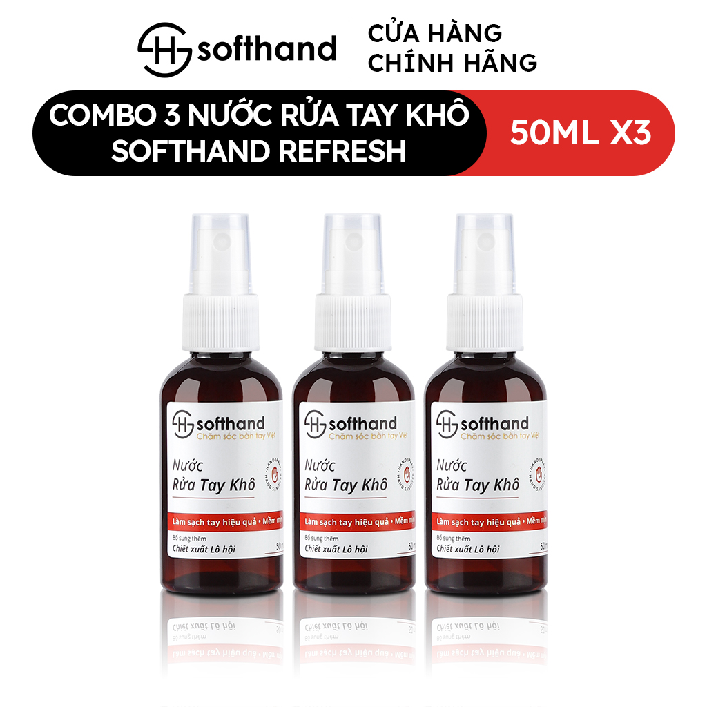 Combo 3 Nước Rửa Tay Khô Softhand dạng xịt 50mL/chai