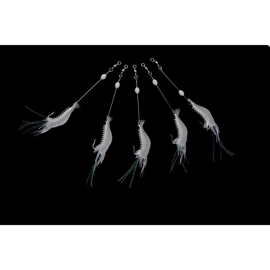 5 Pieces Shrimp Fishing Lure Luminous Shrimp Bait Saltwater Lures Fishing Tackle Lifelike Shape and Touching Feeling