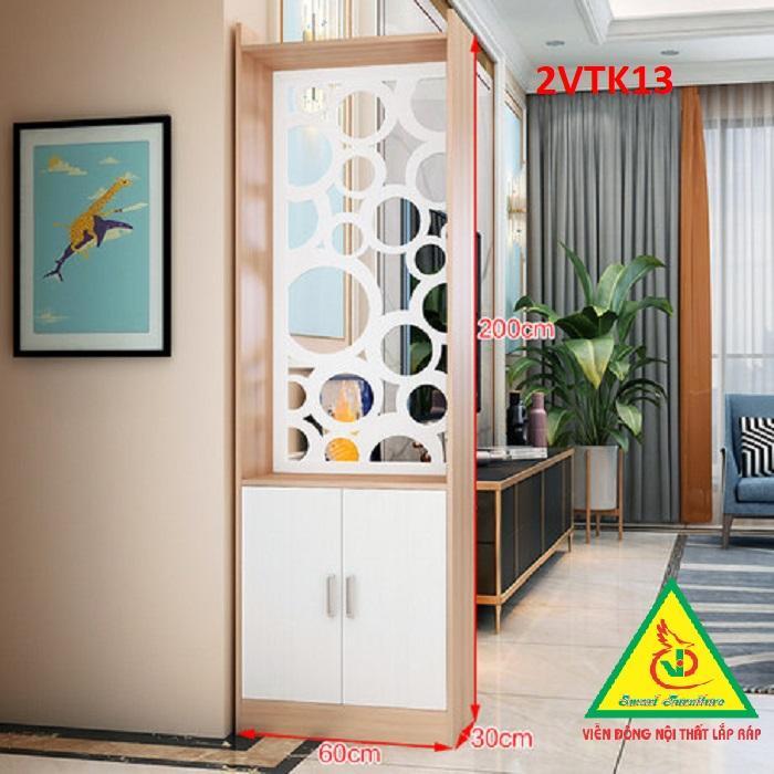 Tủ kệ trang trí kiêm vách ngăn phòng khách , nhà bếp 2VTK13 - Nội thất lắp ráp Viendong Adv