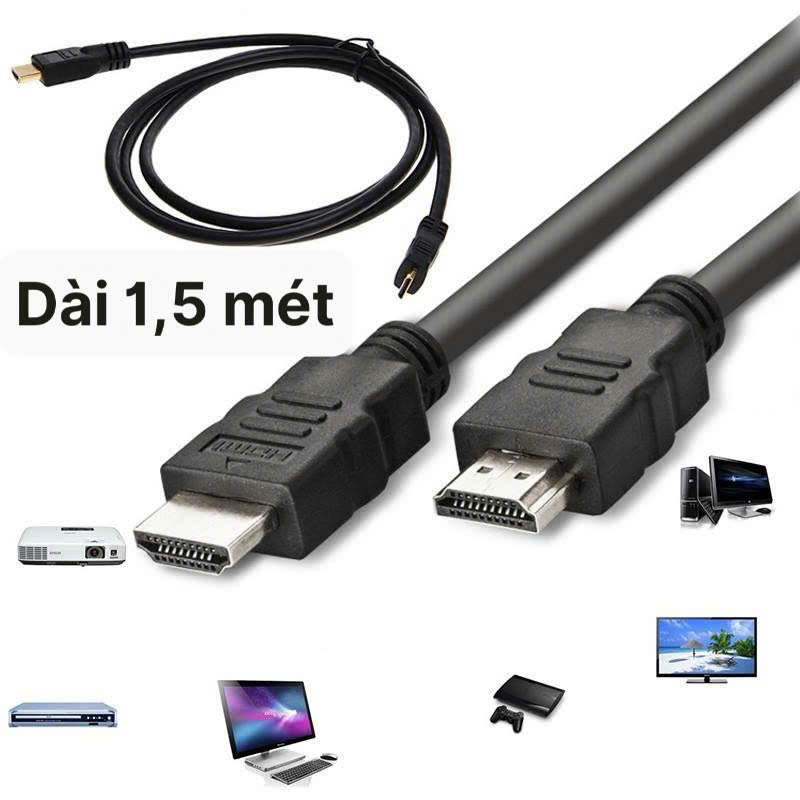 Cáp HDMI 1,5 mét - 15 mét Dùng Cho Máy Tính PC Laptop Màu Đen Dây 2 Đầu HDMI Dây Cáp Chuyển HDMI Sang HDMI Cao Cấp - Hàng Nhập Khẩu - Giao Màu Ngẫu Nhiên