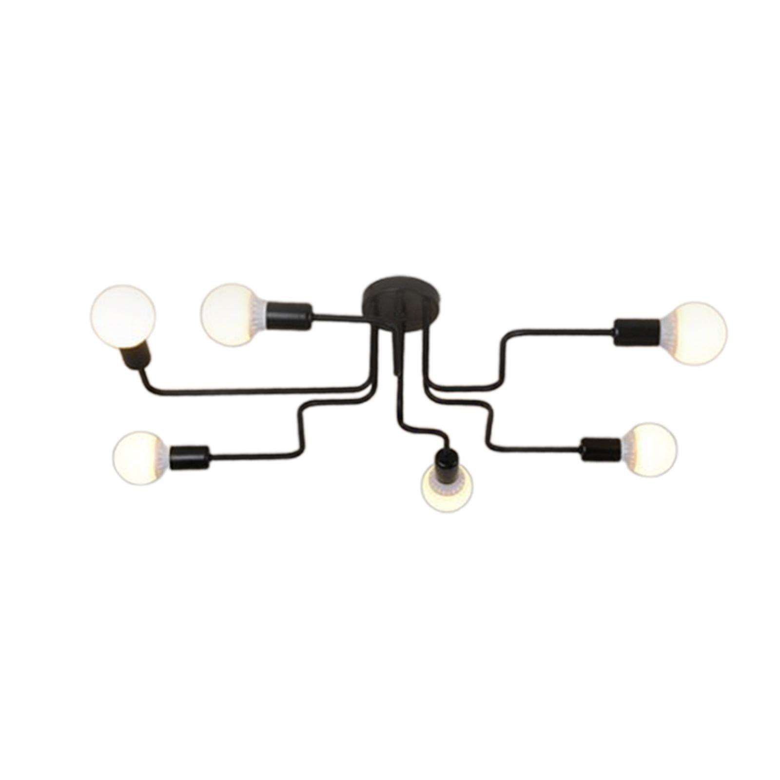 Ceiling Light Retro Wrought Iron Large Black Chandelier Ceiling Lamp 4-Head