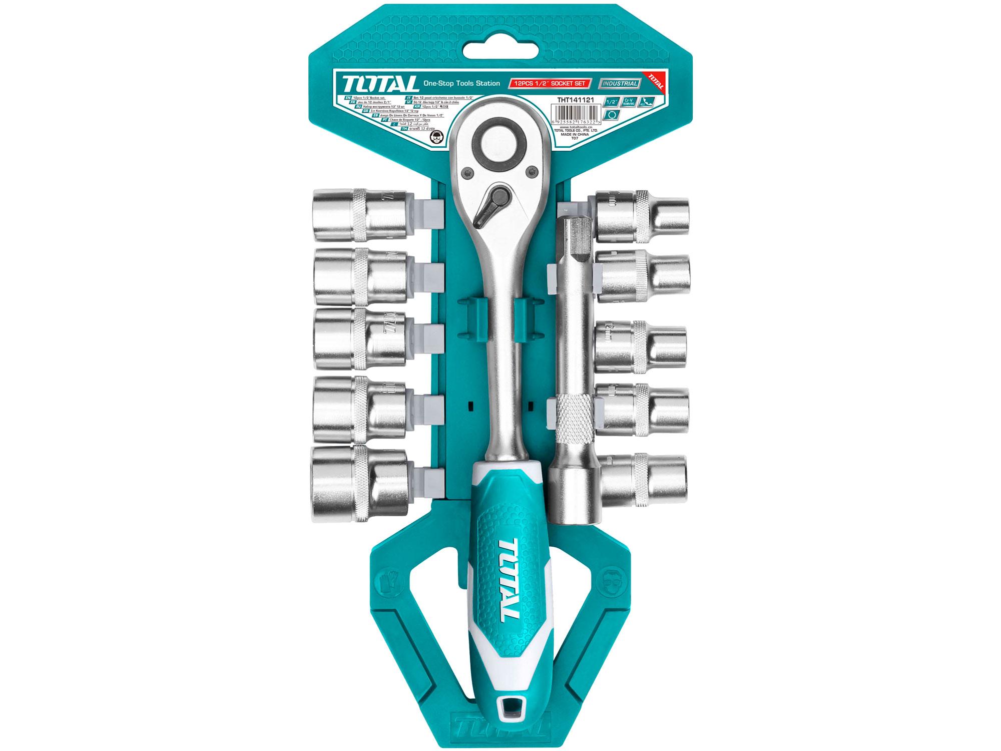 BỘ 12 CÁI SOCKET (1/2 INCH) &amp; CẦN 2 CHIỀU TOTAL THT141121 - HÀNG CHÍNH HÃNG