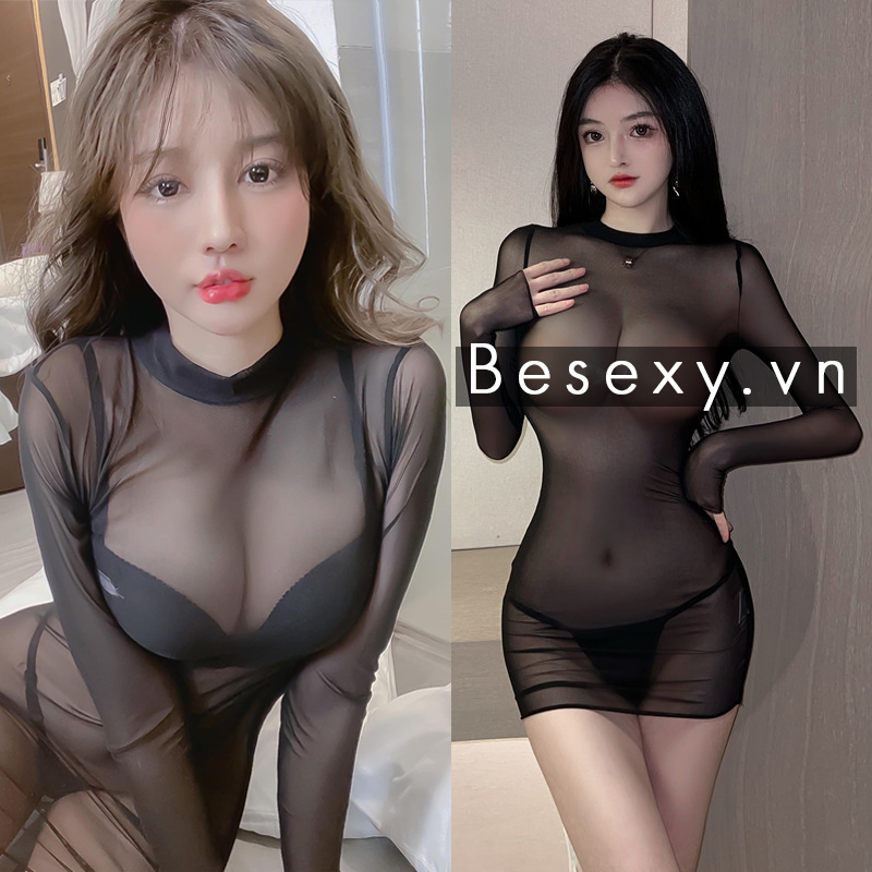 Đầm ngủ lưới xuyên thấu trong suốt ôm body sexy gợi cảm