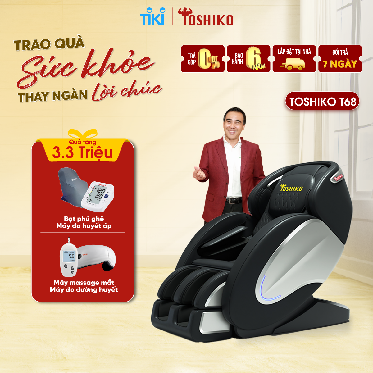 Ghế massage trị liệu toàn thân cao cấp Toshiko T68 Bảo Hành 6 năm công nghệ nhiệt hồng ngoại Nhật Bản cao cấp