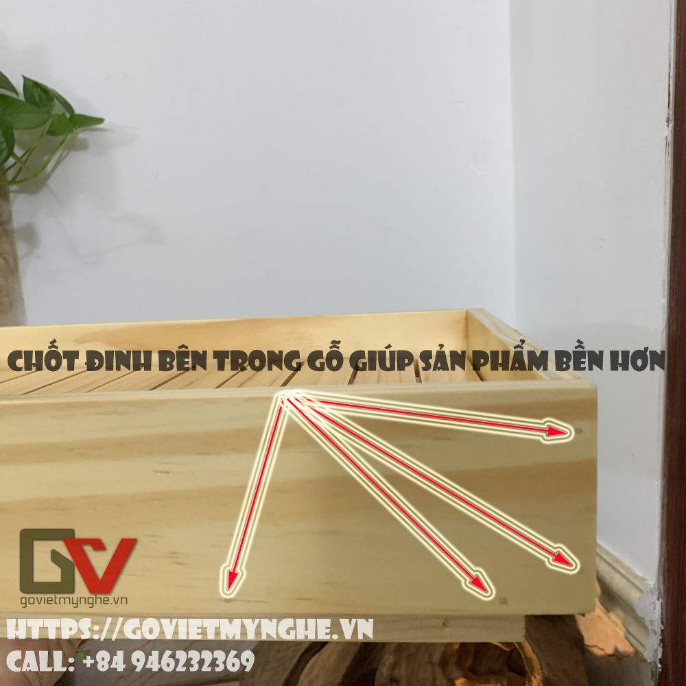 Khay gỗ chữ nhật trang trí món ăn - khay gỗ đựng đồ ăn phong cách Nhật Bản - Gỗ thông