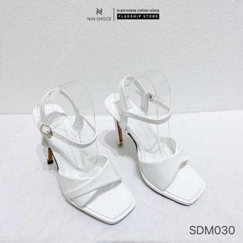 Giày Sandal nữ Ninshoes - Sandal mũi vuông đúp đế 10p quai bản chéo