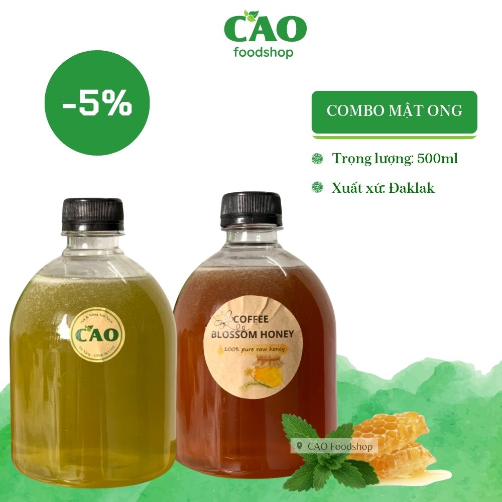 [COMBO] 500ML MẬT ONG HOA CÀ PHÊ ĐAKLAK VÀ 500ML MẬT ONG HOA BẠC HÀ ĐẶC SẢN HÀ GIANG