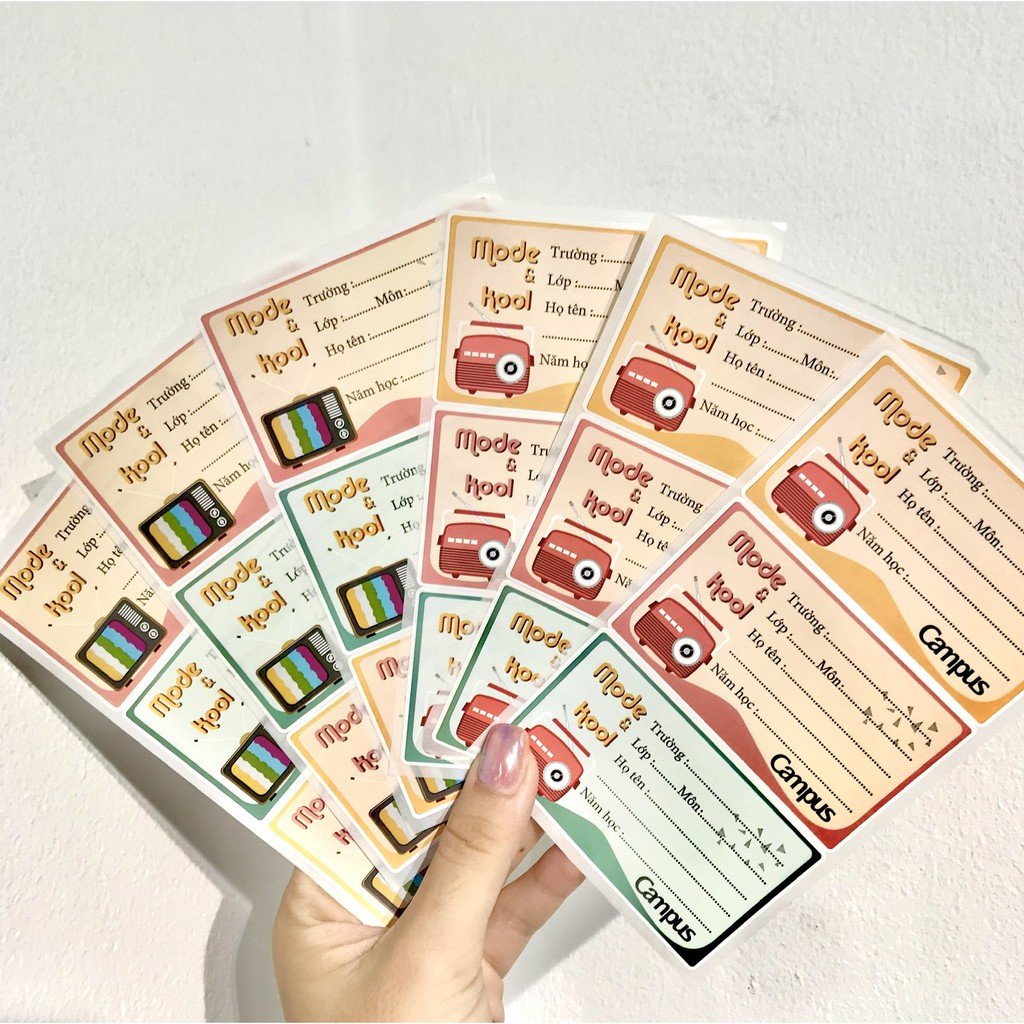 Nhãn vở Campus Mode &amp; Kool NT-MOD18 - 18 cái/tập - Nhãn dán decal bóc dán dễ dàng
