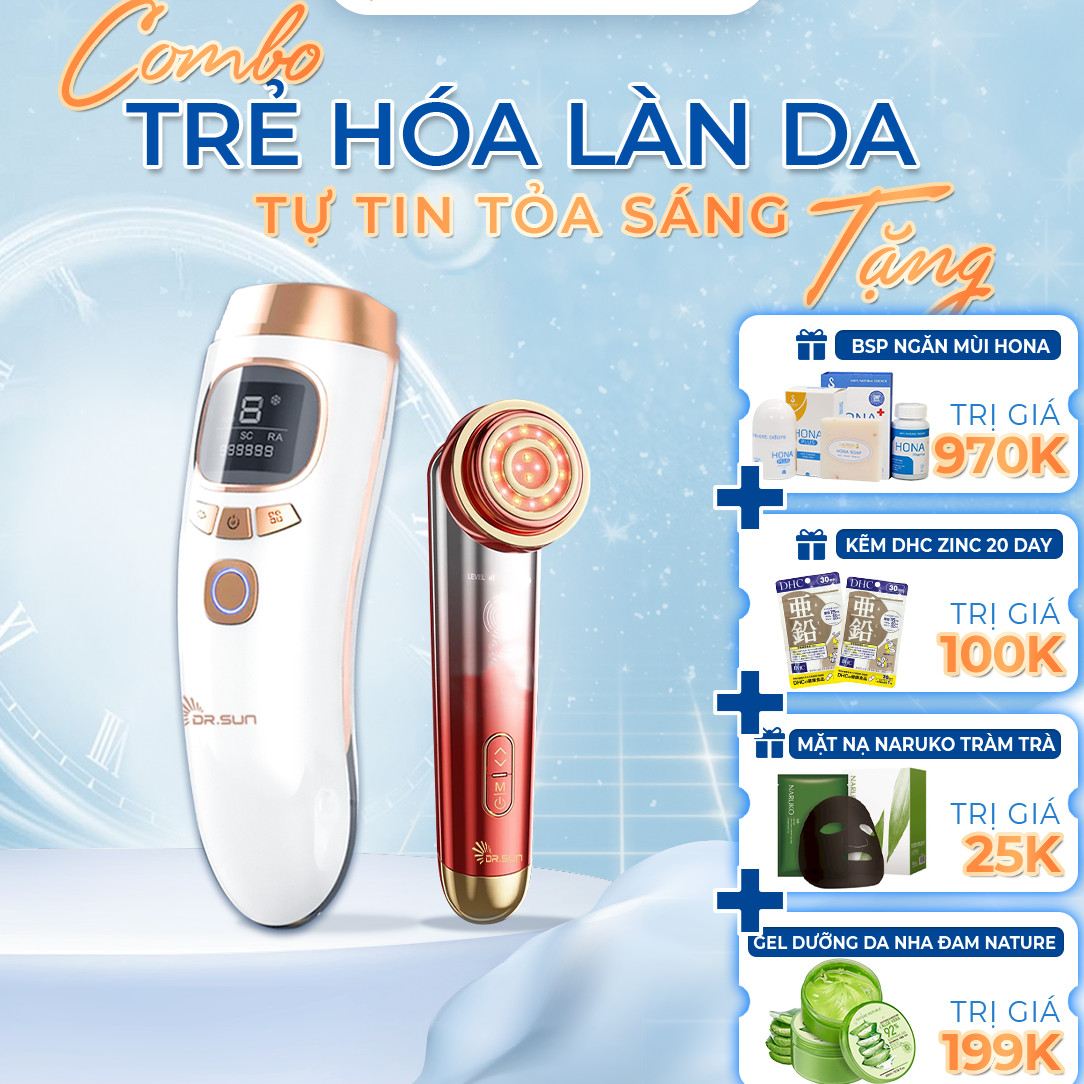 COMBO máy triệt lông DR SUN PRO và máy nâng cơ, đẩy tinh chất DR SUN VENUS 5.0