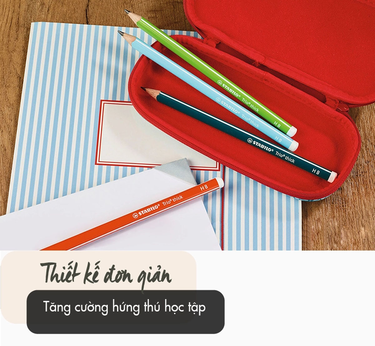 Bút chì gỗ STABILO Trio 369 2B thân tam giác sọc trắng - Cam