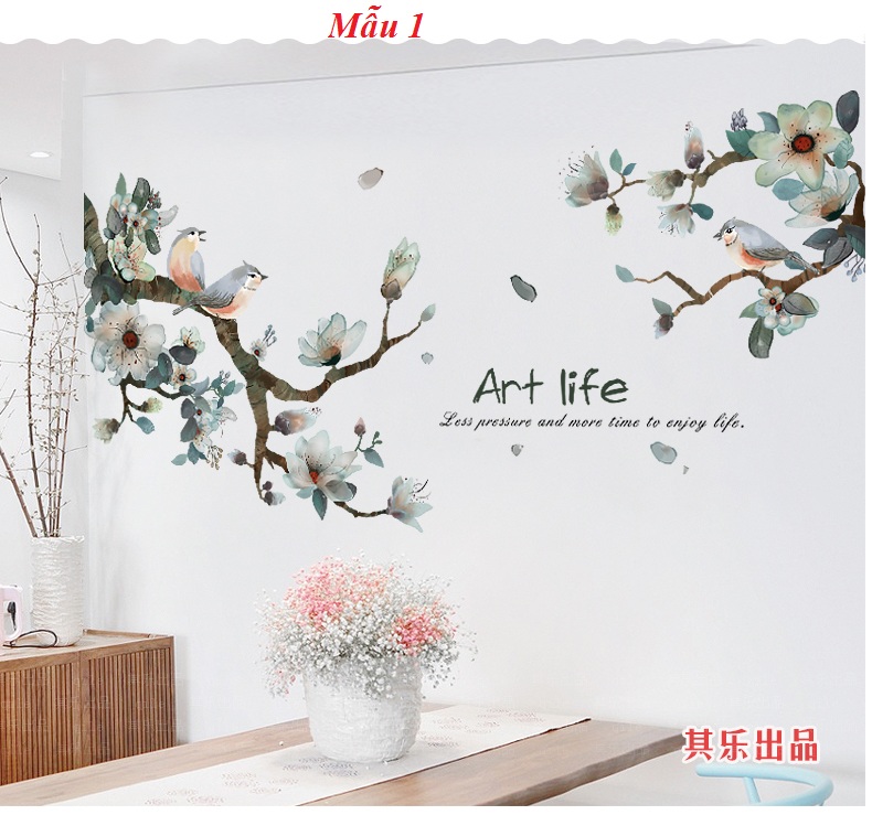 Decal dán tường - Hoa bay hữu tình